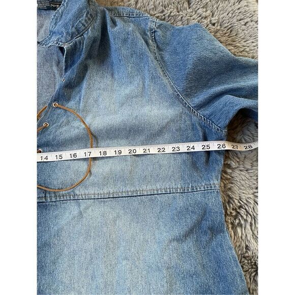 Vintage Y2k denim lace up mini dress size‎ 24 - Picture 5 of 7